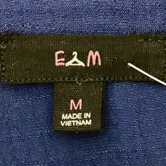 E.M. Navy Cat Print Collar Tie Blouse NWOT - Picture 10 of 13